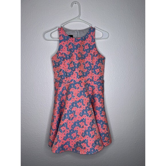 VTG Un Deux Trois Girl's Blue and Pink Floral Sleeveless Dress Size 16 USA - Picture 1 of 16